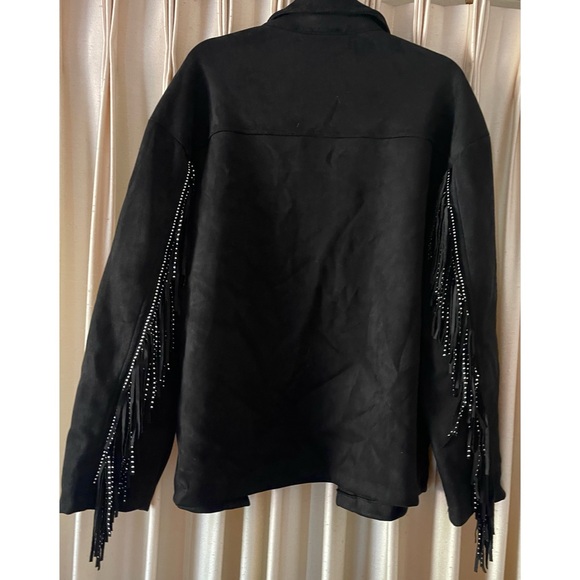 New Sweet Rain Black Country Western Jacket with Fringe and Studded Details L - Picture 4 of 4